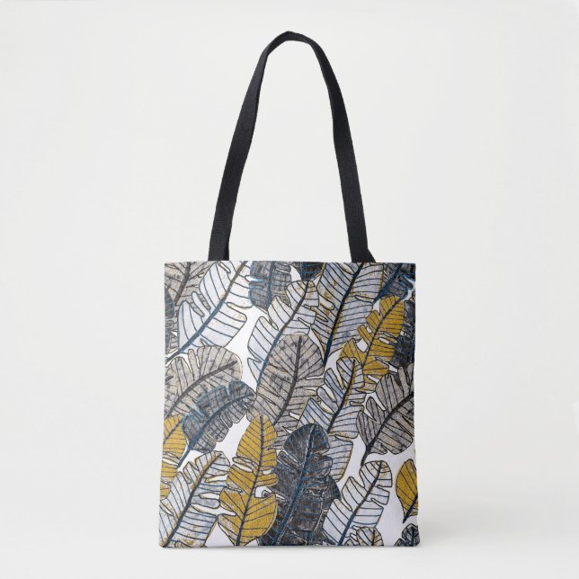 Tote Bag Main tirée : Feuilles tropicaux (Devant)