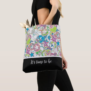 Tote Bag Main Tirée Par EDDArt - Étoiles Et Coeurs 1
