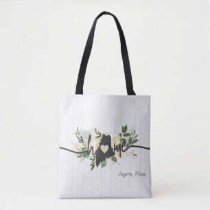 Tote Bag Maine État Personnalisé Votre Ville Maison Rustiqu