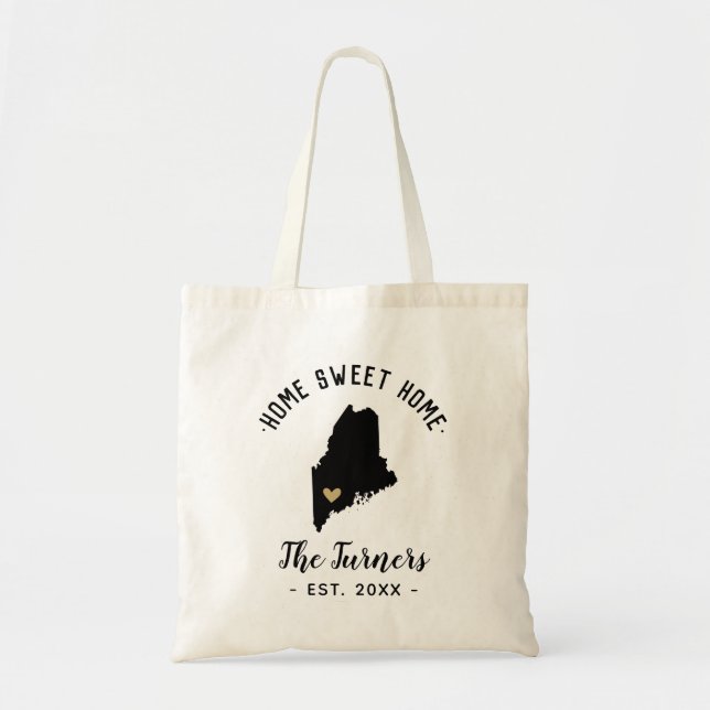 Tote Bag Maine Home Sweet Home Famille Monogramme (Devant)