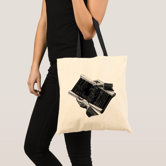 Tote Bag Mains avec plans architecturaux bleus, entreprise  (Devant (produit))