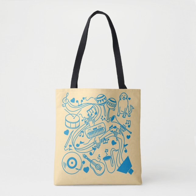 Tote Bag Mains de musique - conception ASL (Devant)