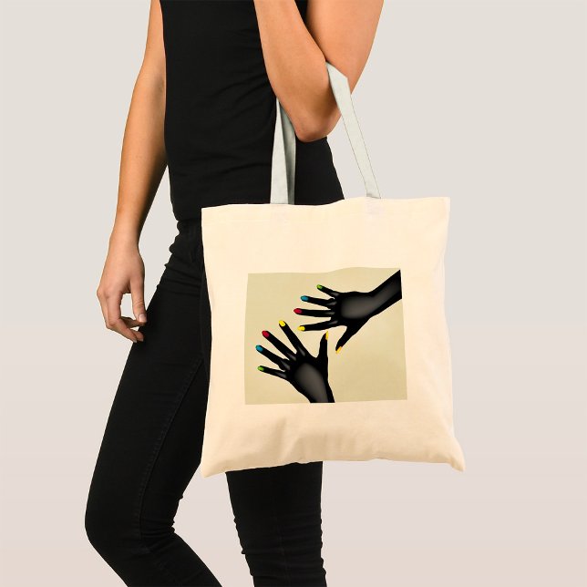 Tote Bag Mains Noires Avec Ongles Peintes (Créateur téléchargé)