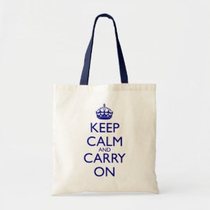 Tote Bag Maintenez calme et continuez le texte de bleu