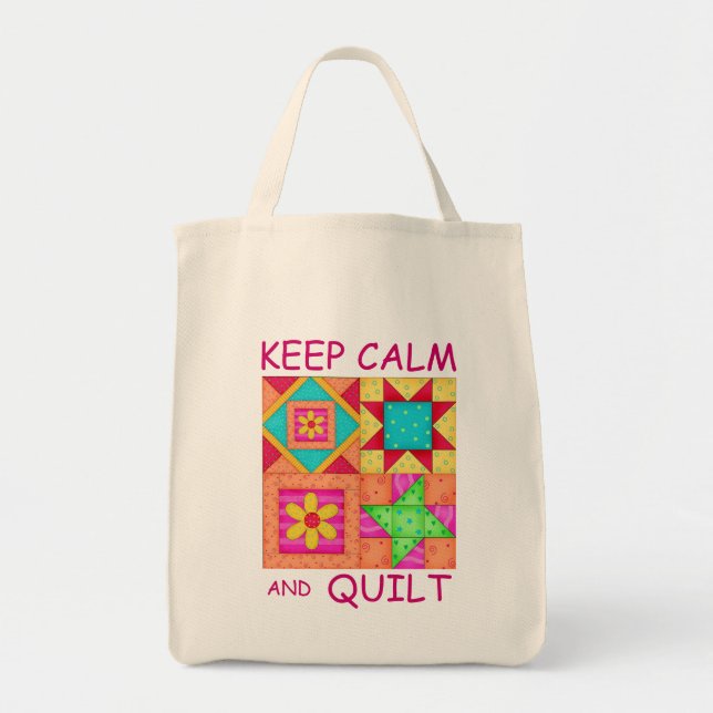 Tote Bag Maintenez le calme et la surface composée de blocs (Devant)