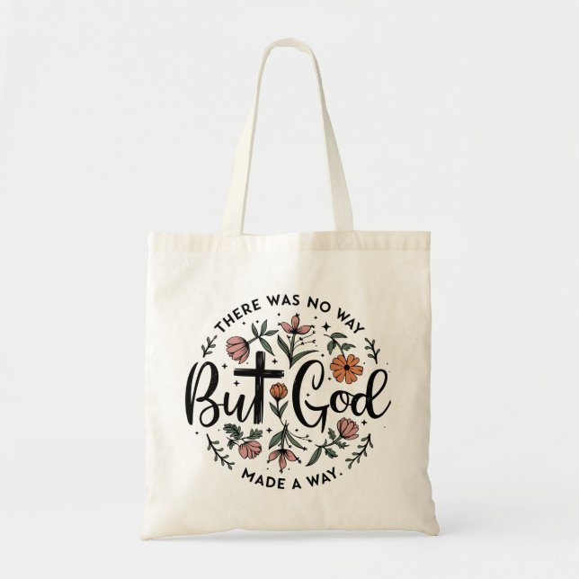 Tote Bag Mais Dieu Floral Christian (Devant)