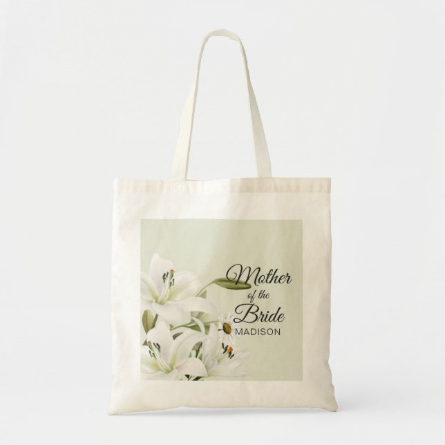 Tote Bag Maisières Et Lys Blancs Arrière - plan Vert Clair (Devant)