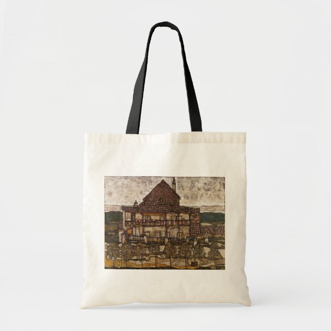 Tote Bag Maison avec un toit de bardeaux par Egon Schiele (Devant)