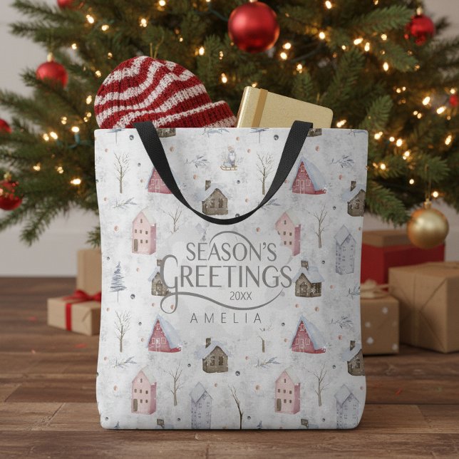 Tote Bag Maison Cosy Noël Rose ID985 (Créateur téléchargé)