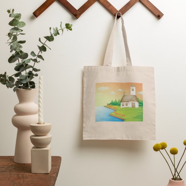 Tote Bag Maison de campagne au bord du lac (Créateur téléchargé)
