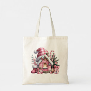 Tote Bag Maison de Noël rose