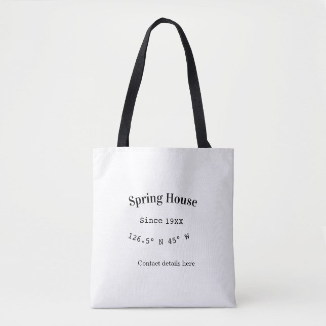 Tote Bag Maison de printemps etc. Date année coordonnées pe (Devant)