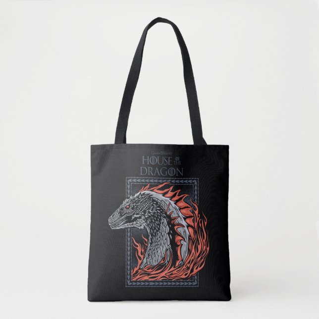 Tote Bag MAISON DU DRAGON | Profil de dragon en flammes (Devant)