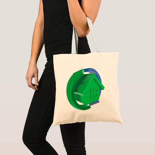Tote Bag Maison Éco Verte avec Flèches Circulaires (Créateur téléchargé)
