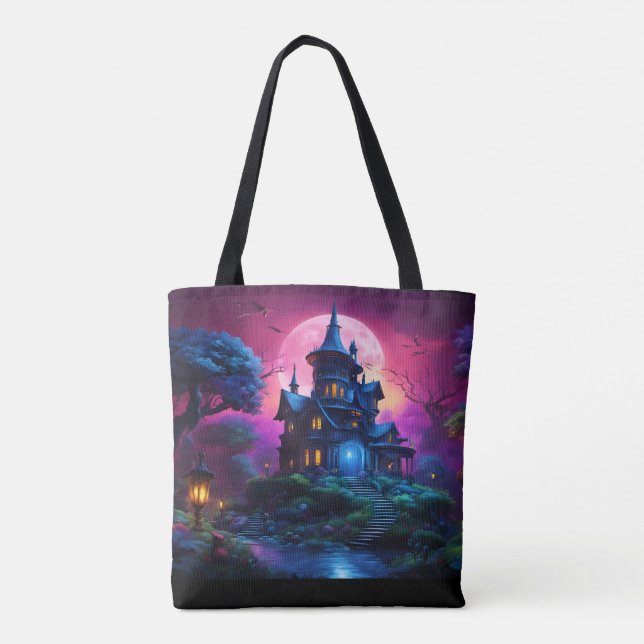 Tote Bag Maison éffrayante sur Halloween Hill (Dos)