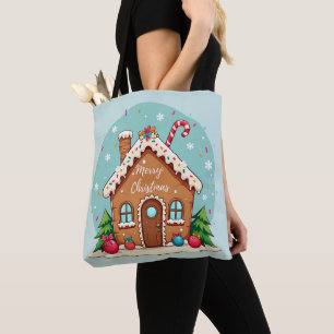 Tote Bag Maison en pain d'épices de Whimsical scène de Noël