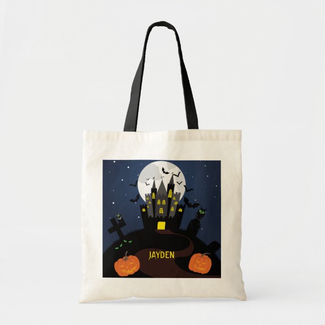 Tote Bag Maison Hantée des friandises ou un sortilège (Devant)