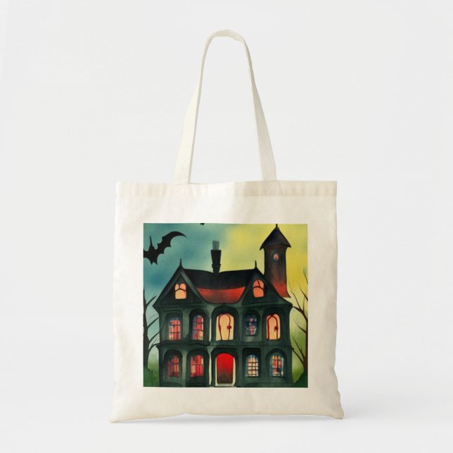 Tote Bag Maison hantée d'Halloween (Devant)