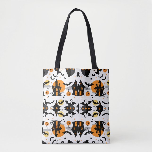 Tote Bag Maison hantée d'Halloween éffrayant et Motif de ch (Devant)