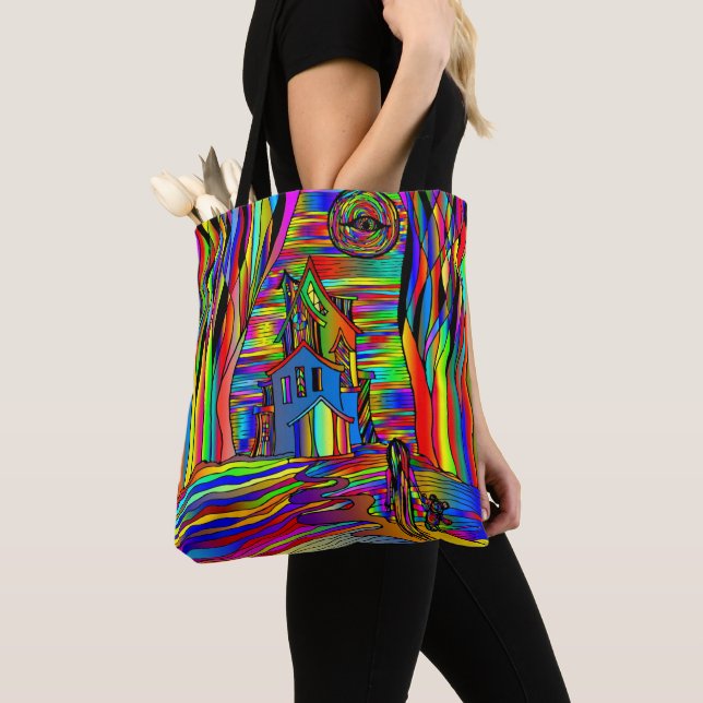 Tote Bag Maison hantée Effrayant Abstrait Colorful verre (De près)