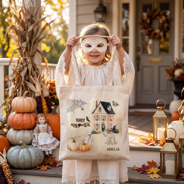 Tote Bag Maison Hantée Fantaisiste Fantômes Halloween  (Créateur téléchargé)