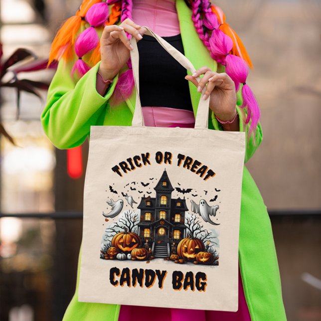 Tote Bag Maison hantée Halloween avec citrouilles (Créateur téléchargé)