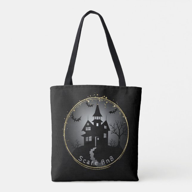 Tote Bag Maison hantée noire d'Halloween (Dos)