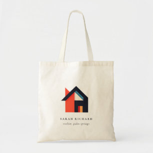 Tote Bag Maison Moderne Logo Realtor Coloré Bleu Rouge Oran