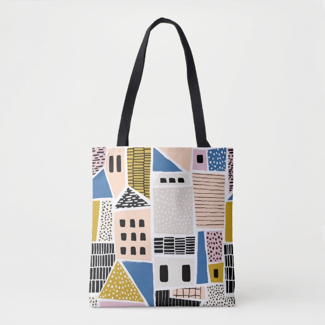 Tote Bag Maisons Tirées main sans couture Abstrait (Devant)