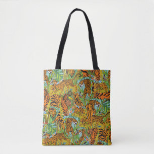 Tote Bag Majesté de la Jungle : Tigres au milieu de la verd
