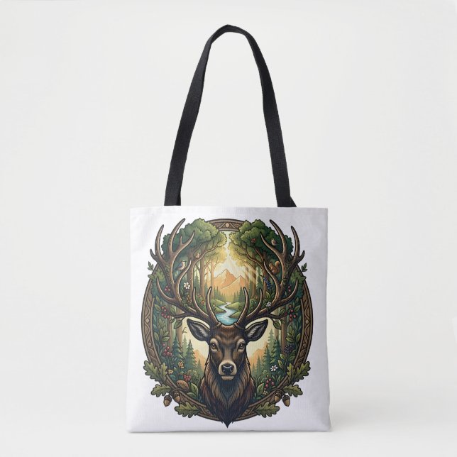 Tote Bag Majestic Forest Stag Nature Wildlife Art (Devant)