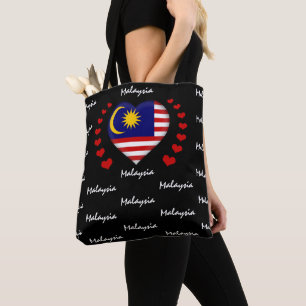 Tote Bag Malaysia Flag & Heart, mode/sport du drapeau malai