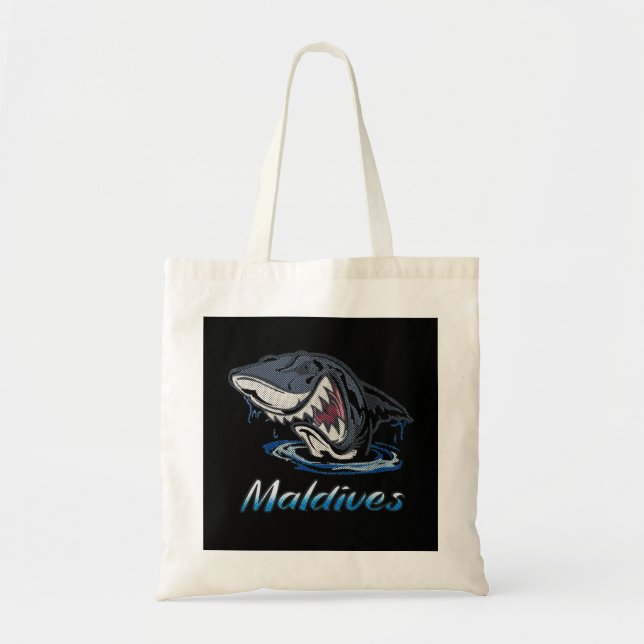 Tote Bag Maldives Holiday Islands Shark Design (Devant)