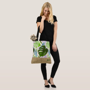 Tote Bag Maleah Monstera Tropical Hawaiian Colorblock-Green