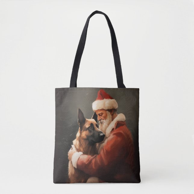 Tote Bag Malinoi Belge Avec Noël Festif Du Père Noël (Devant)