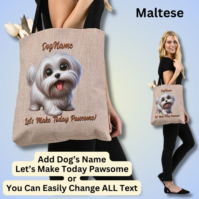 Tote Bag Maltais - Ajouter le nom du chien, modifier le tex (Créateur téléchargé)