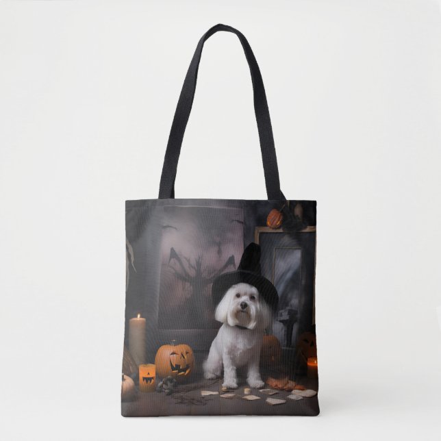 Tote Bag Maltais Citrouille Halloween effroi (Devant)