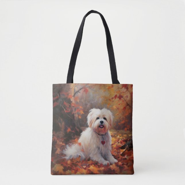 Tote Bag Malti Tzu à l'automne Feuilles automne Inspire (Devant)