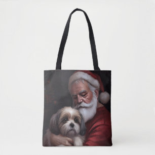 Tote Bag Malti Tzu avec le Père Noël Noël Festif