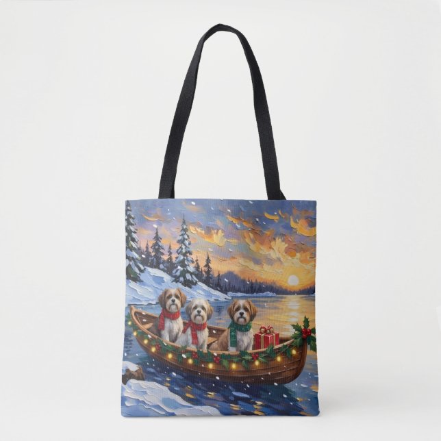 Tote Bag Malti Tzu Christmas Boat Holiday (Devant)