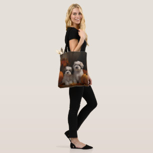 Tote Bag Malti tzu Puppy Citrouille d'automne