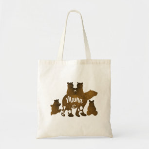 Tote Bag Mama Bear With 4 Cubs Maman of Four Children Cadea