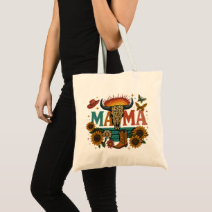 Tote Bag Mama Fleur Broderie Design Cowgirl Boho Maman