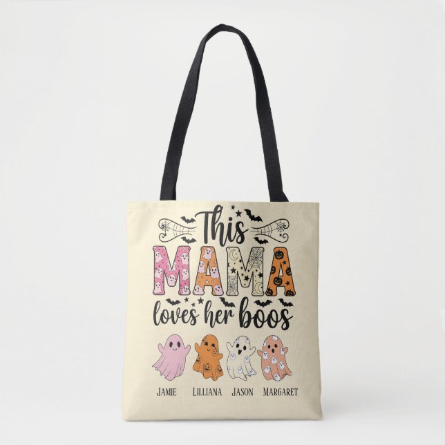 Tote Bag Mama Loves Her Boos Spooky Personalized Halloween (Devant)