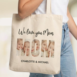 Tote Bag Maman 3 Photos Lettres Détachées