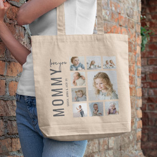 Tote Bag Maman 9 Collage Photo Personnalisé Maman