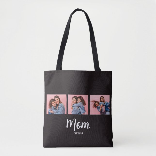 Tote Bag Maman a établi Script Noir 3 Photo (Devant)