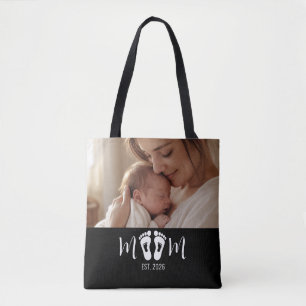 Tote Bag Maman a établi un script d'empreintes de bébé Phot