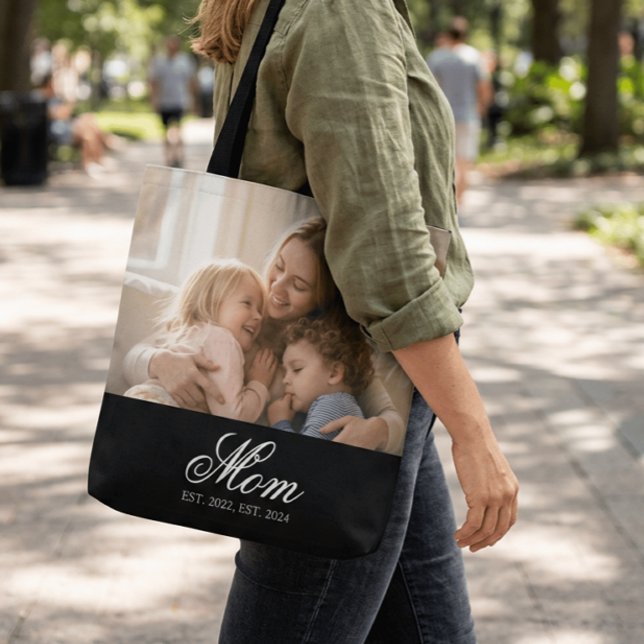 Tote Bag Maman a établi un script élégant noir Photo (Créateur téléchargé)