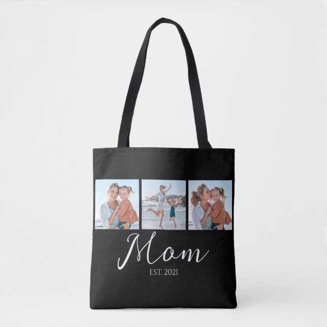 Tote Bag Maman a établi un script noir 3 Photo (Devant)